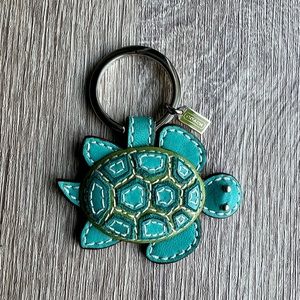 Coach Leather Turtle Keychain Key-fob Keyring